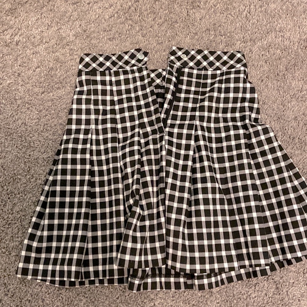 black and white gingham button skirt
